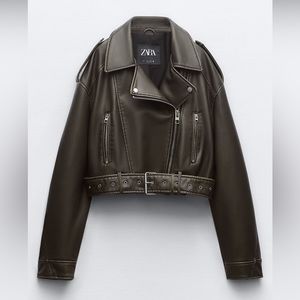 Zara Faux Leather Crop Biker Jacket. Size Small. Never worn.
